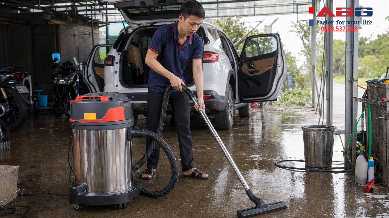 Máy hút bụi công nghiệp cho tiệm rửa xe có cần hút nước không? 1 feature auto 165