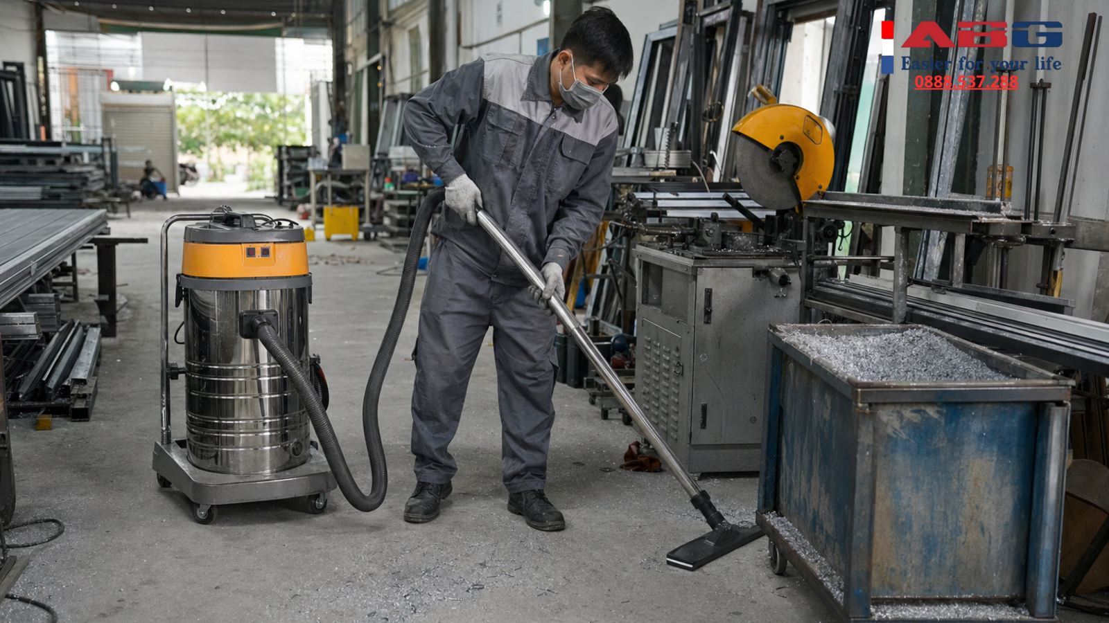 Máy hút bụi công nghiệp cho xưởng nhôm kính và bụi kim loại nên chọn sao? 1 feature auto 184