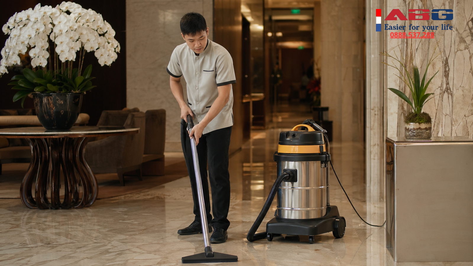 Máy hút bụi công nghiệp cho khách sạn nhà hàng setup chuẩn vận hành 1 feature auto 50