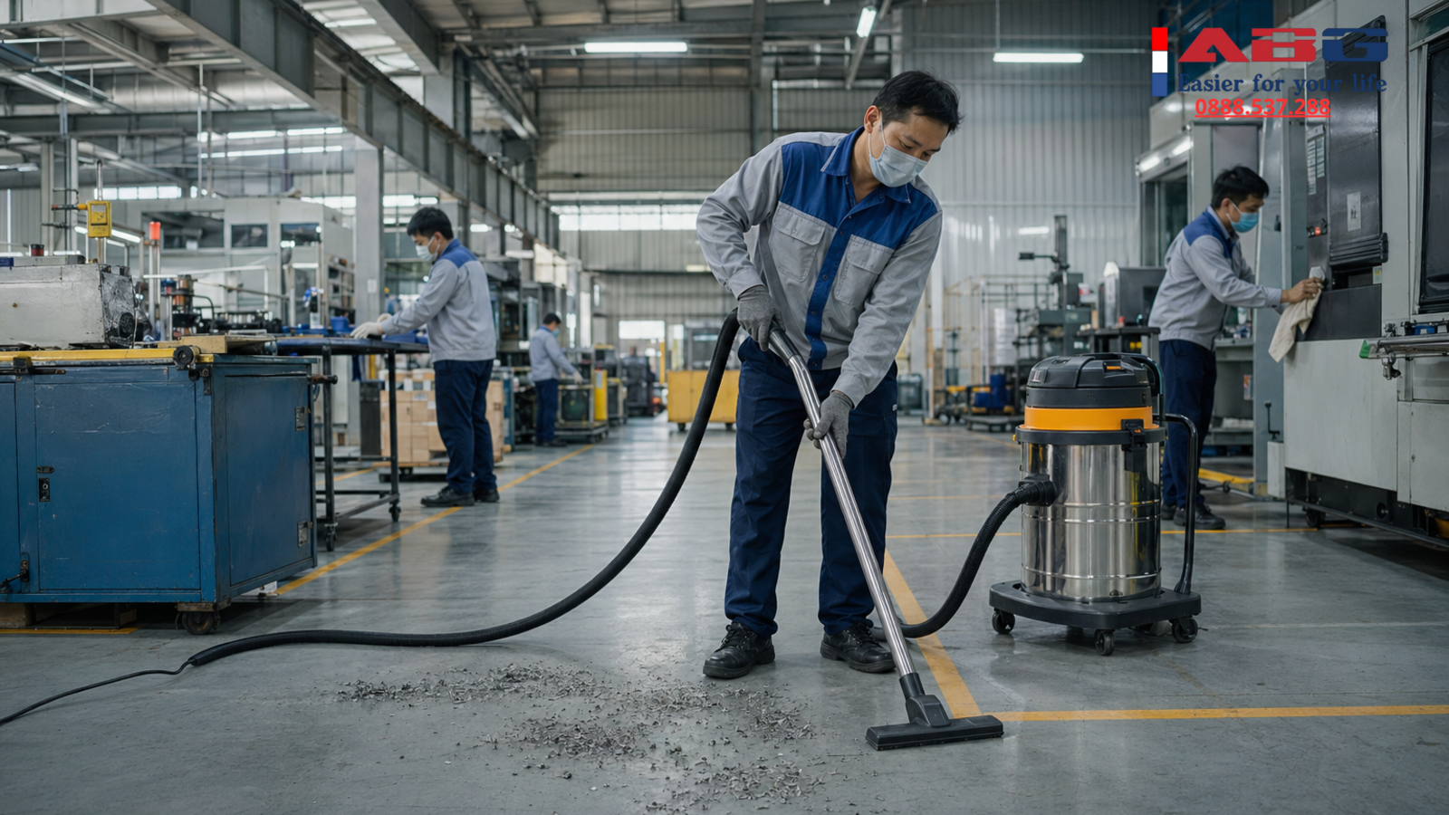 Mẫu quy trình vệ sinh xưởng bằng máy hút bụi công nghiệp 1 feature auto 70