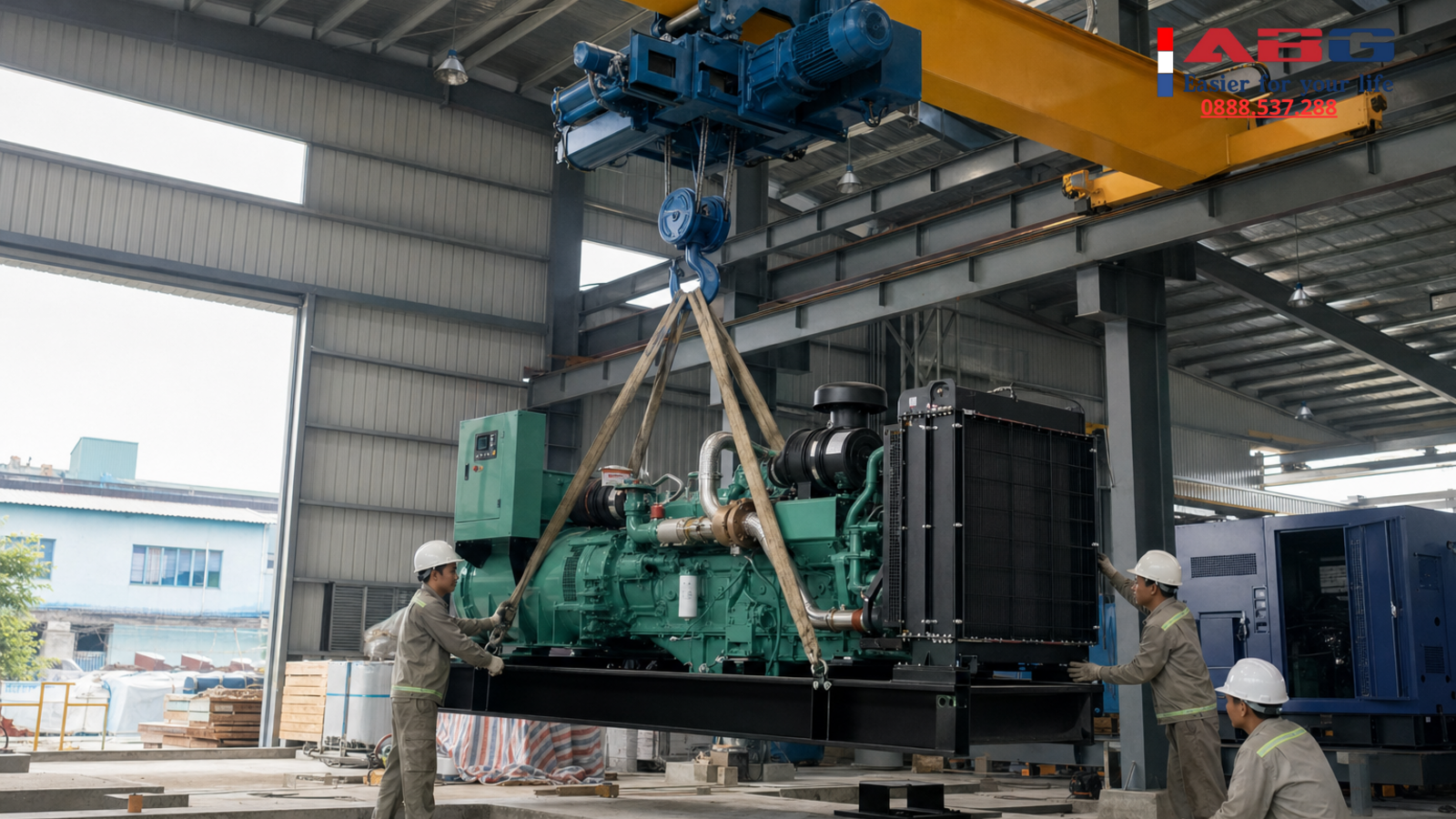 Ứng dụng tời điện trong việc nâng hạ máy phát điện công nghiệp 1 feature 128